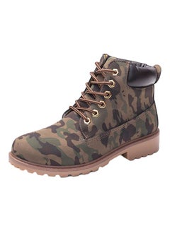 Lace Up Ankle Boot Camouflage Green