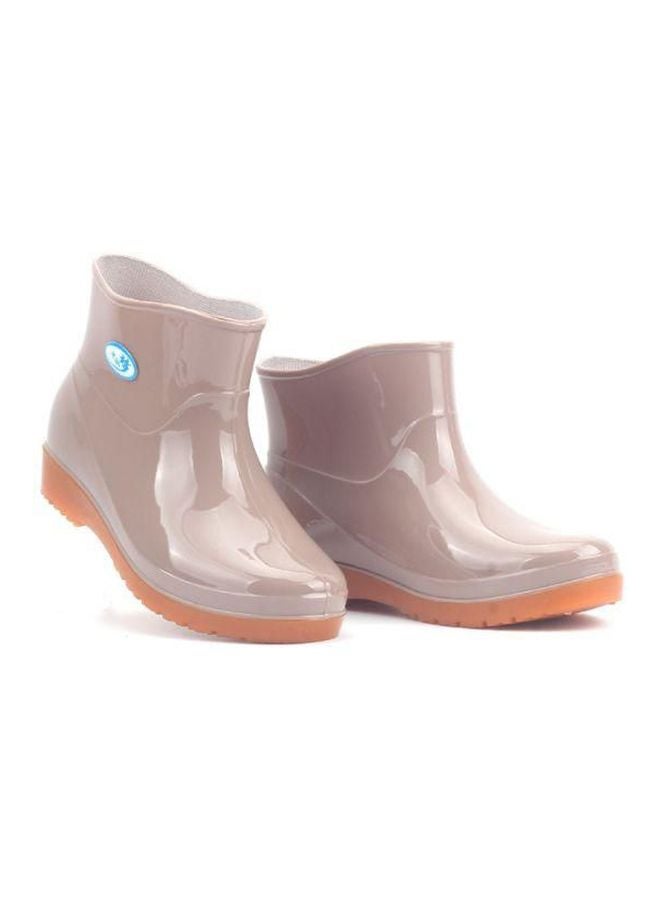 PVC Low Rise Ankle Boots Beige/Pink  - Image 3