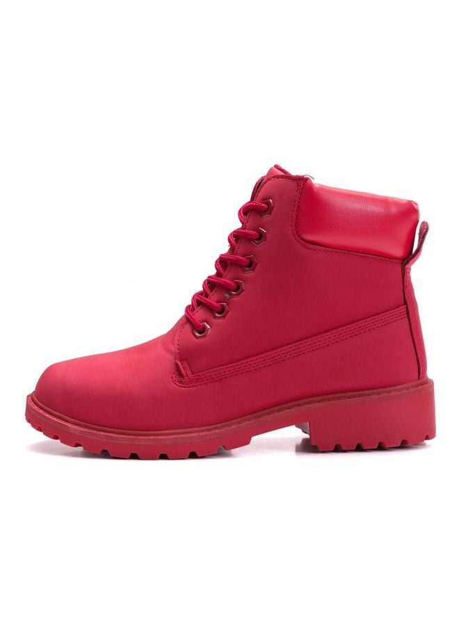 Generic - Lace Up Ankle Boots Red - Image 1