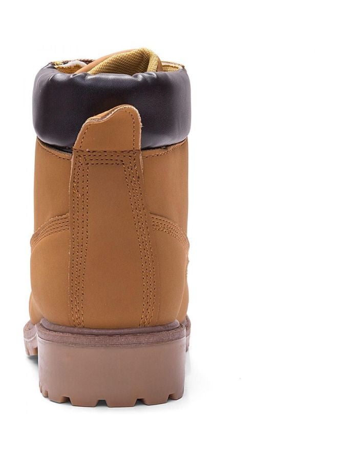 Faux Leather Lace-Up Boots Brown  - Image 4