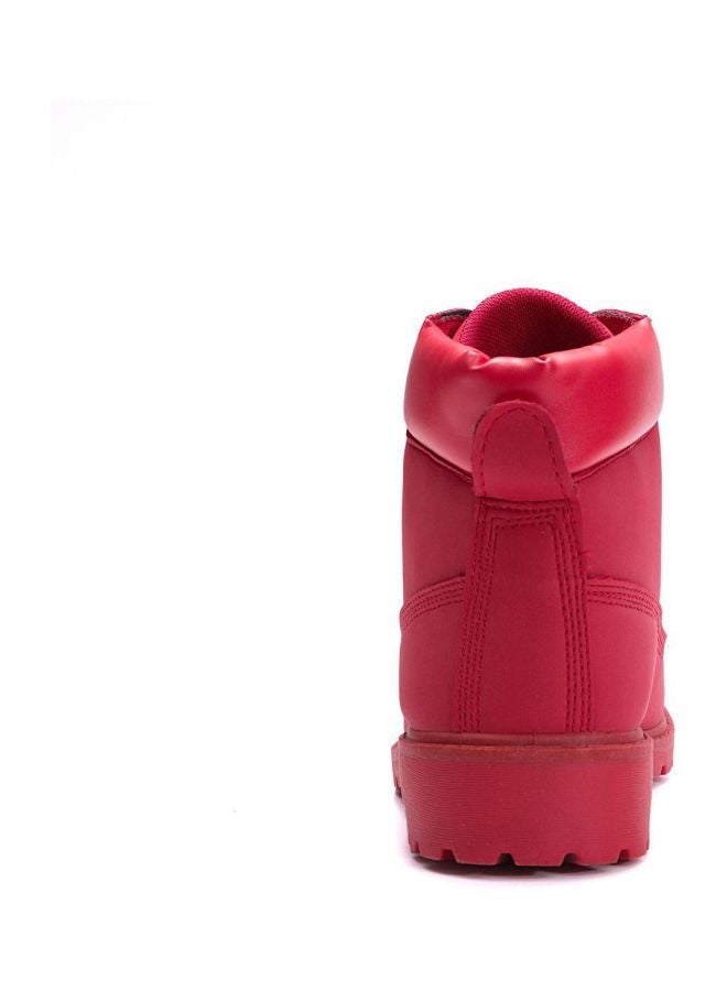 Lace-Up Faux Leather Boot Pink  - Image 4