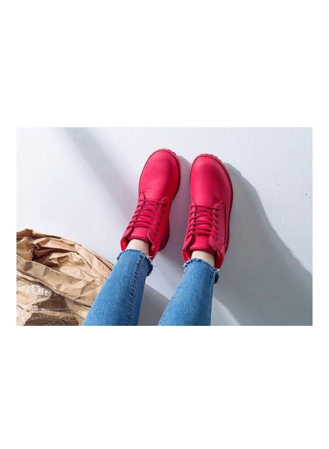 Lace-Up Faux Leather Boot Pink  - Image 5