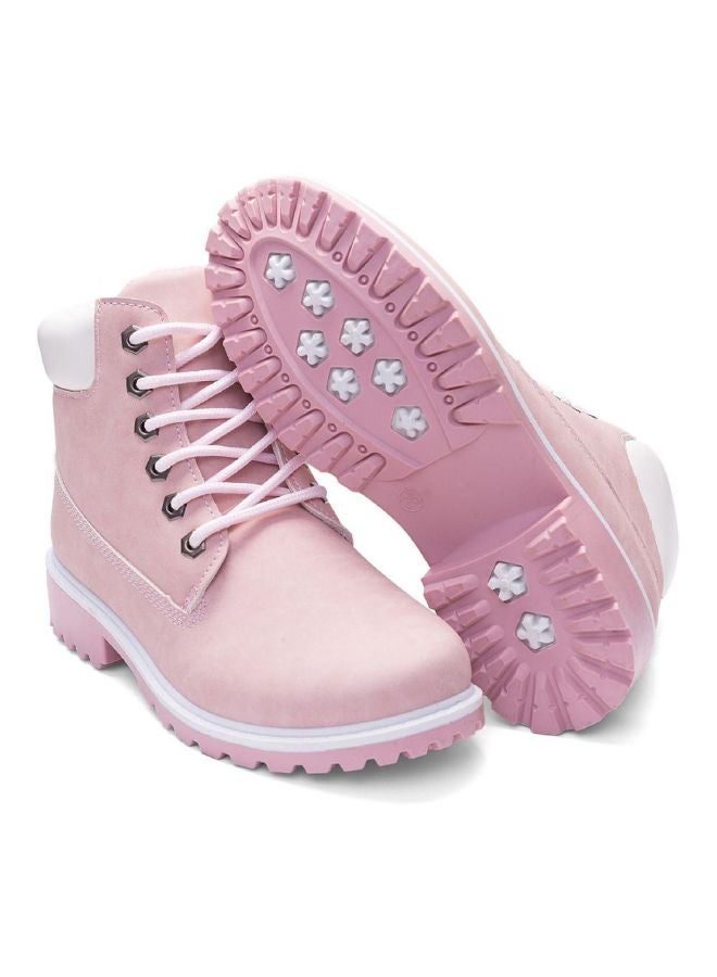 Lace-Up Faux Leather Boot Pink/White  - Image 3