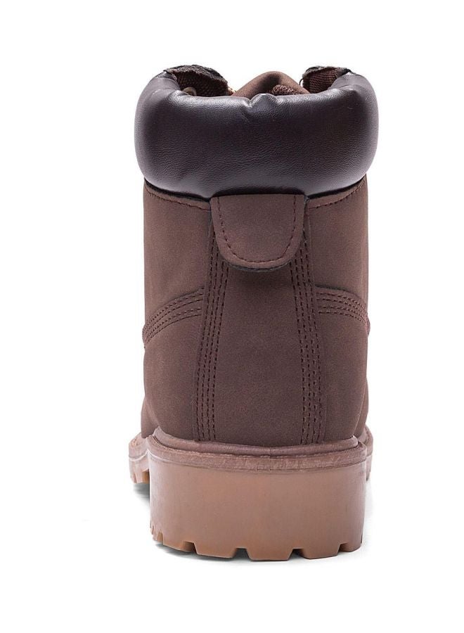 Lace-Up Faux Leather Boot Brown  - Image 4