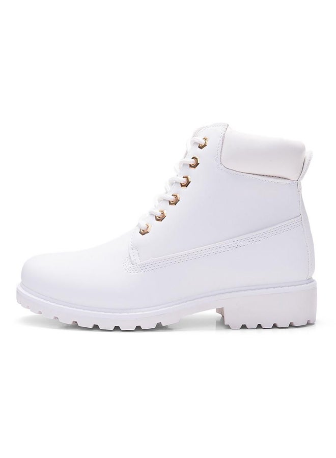 Lace-Up Faux Leather Boot White  - Image 2