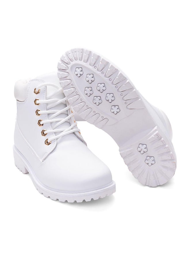 Lace-Up Faux Leather Boot White  - Image 3