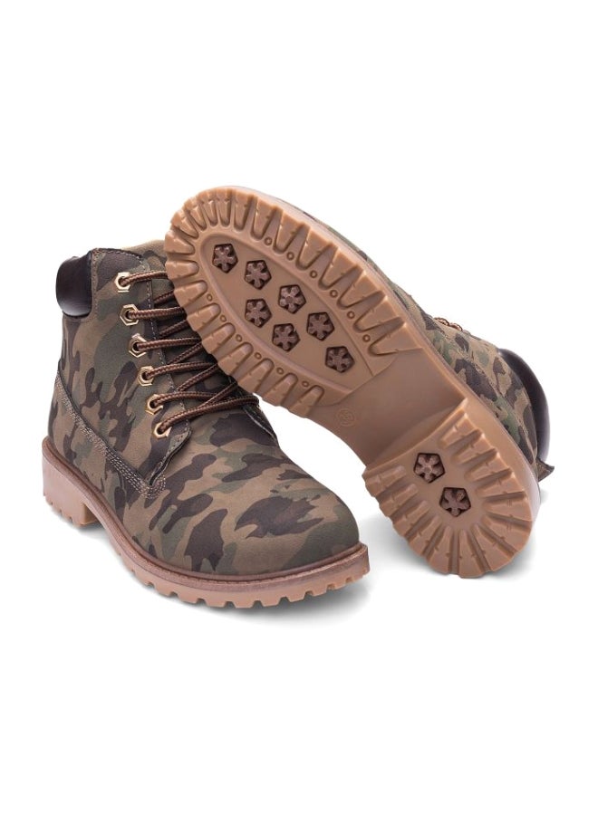 Lace Up Ankle Boot Camouflage Green - Image 4