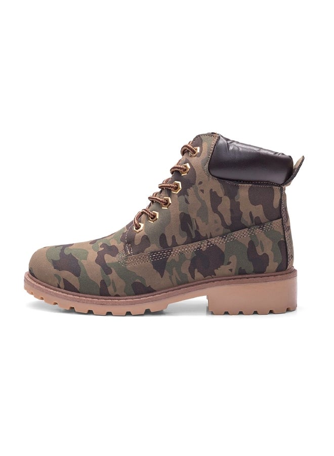 Lace Up Ankle Boot Camouflage Green - Image 2