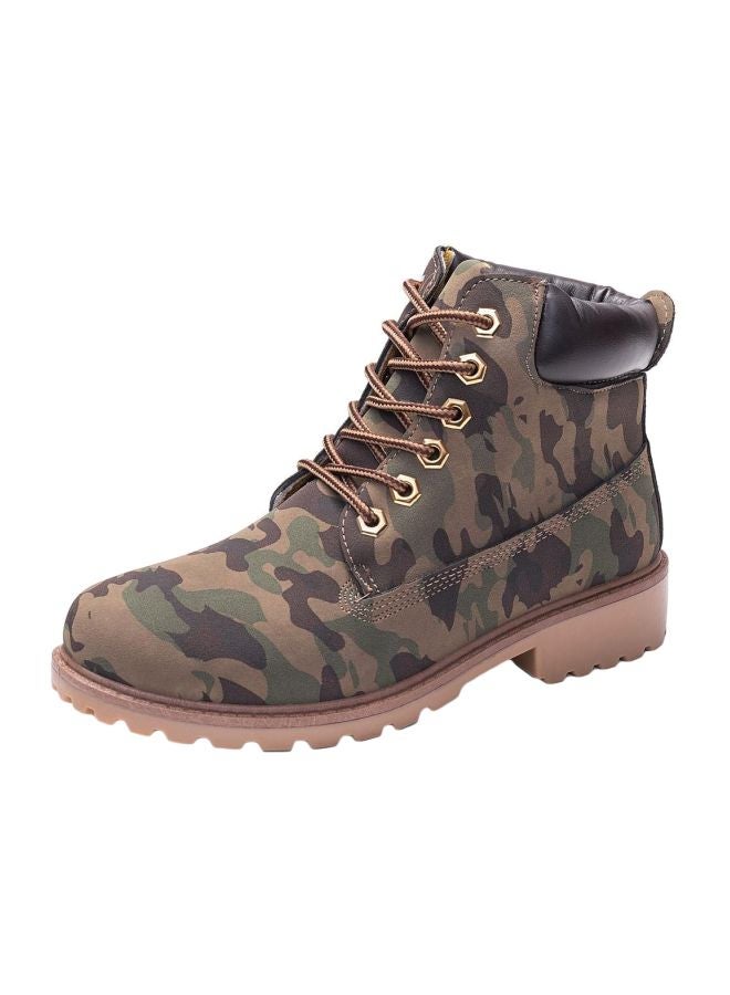 Lace Up Ankle Boot Camouflage Green - Image 1