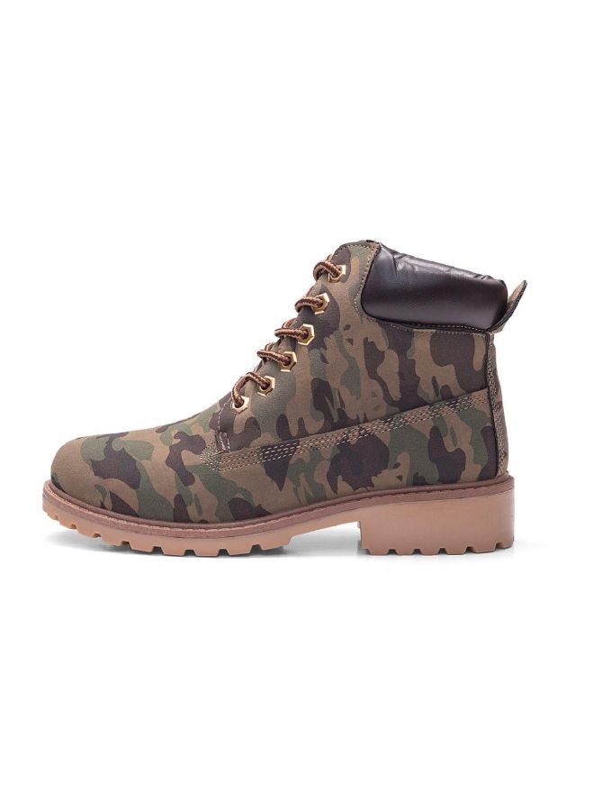 Lace Up Ankle Boot Camouflage Green - Image 2