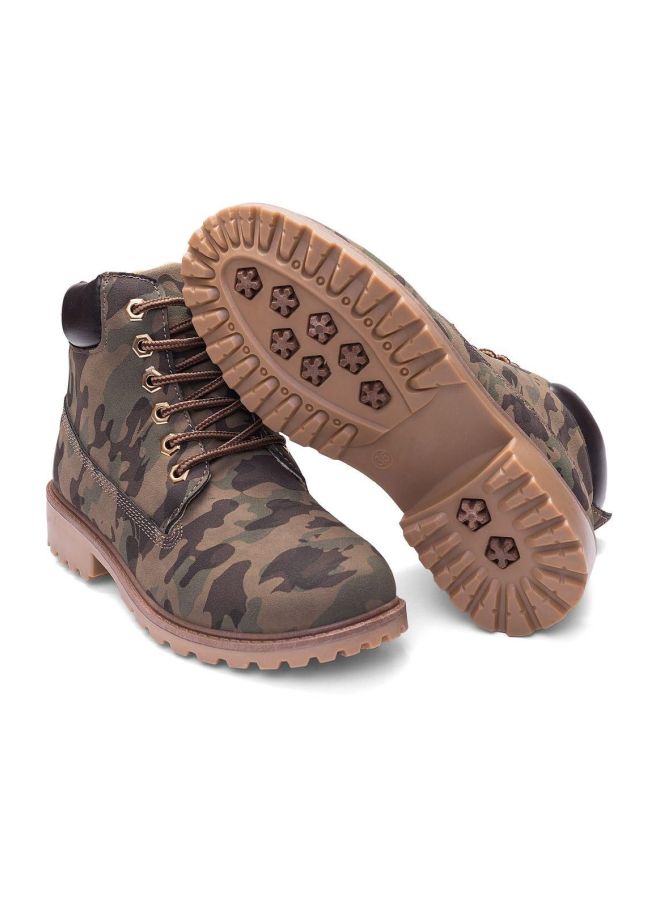 Lace Up Ankle Boot Camouflage Green - Image 3