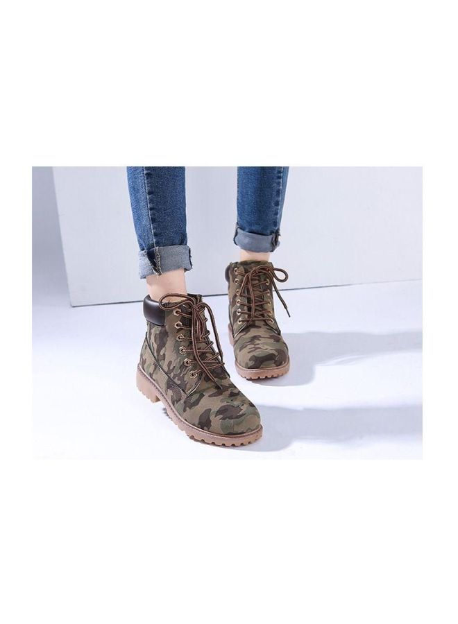 Lace Up Ankle Boot Camouflage Green - Image 5