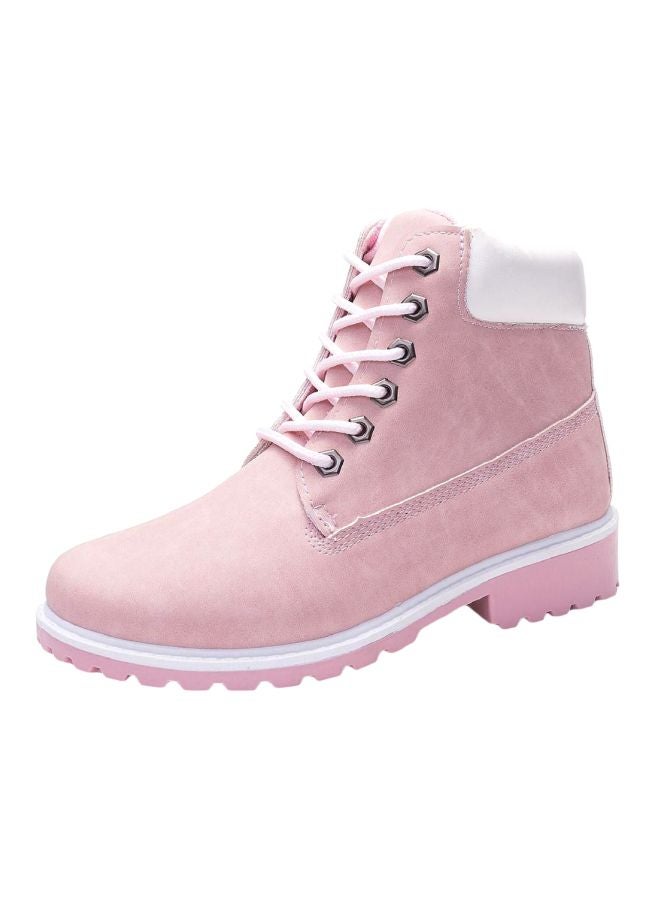 Lace Up Ankle Boots Pink  - Image 1