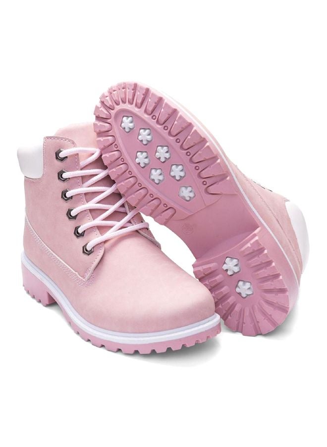 Lace Up Ankle Boots Pink  - Image 2