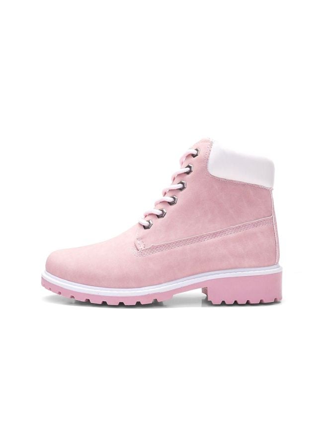 Lace Up Ankle Boots Pink  - Image 3