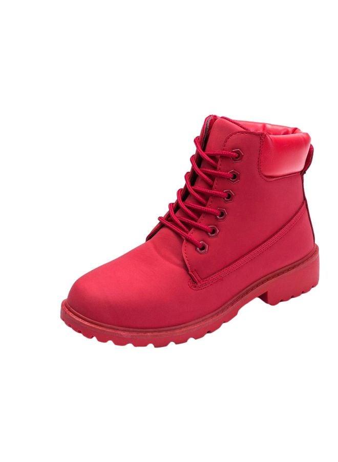 Generic - Lace Up Ankle Boots Red - Image 1