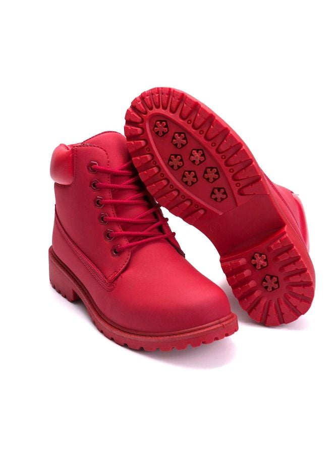 Generic - Lace Up Ankle Boots Red - Image 1