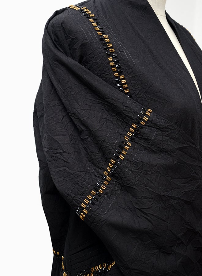 Bead Embellished Abaya Black - Image 4