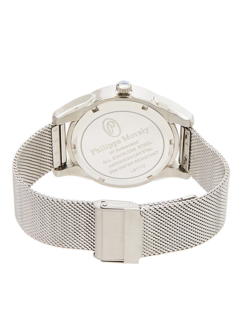 فيليب مورالي السويسرية ساعة يد طراز LS1112QWPP مزودة بسوار مصنوع من الستانلس ستيل بعقارب للنساء - Image 3