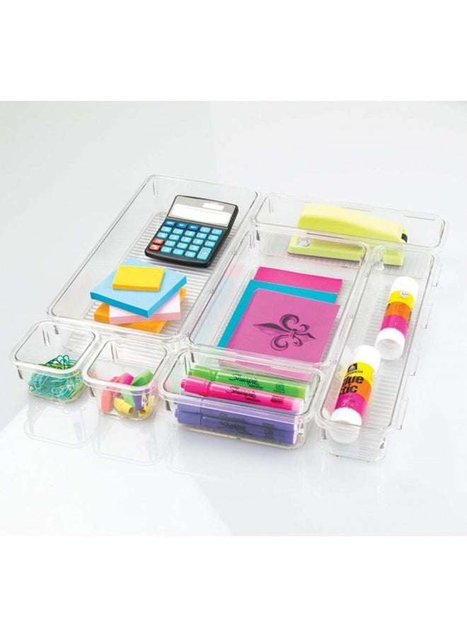 InterDesign 7 Piece Linus Interlocking Drawer For Silverware, Spatulas, Gadgets Clear  - Image 3