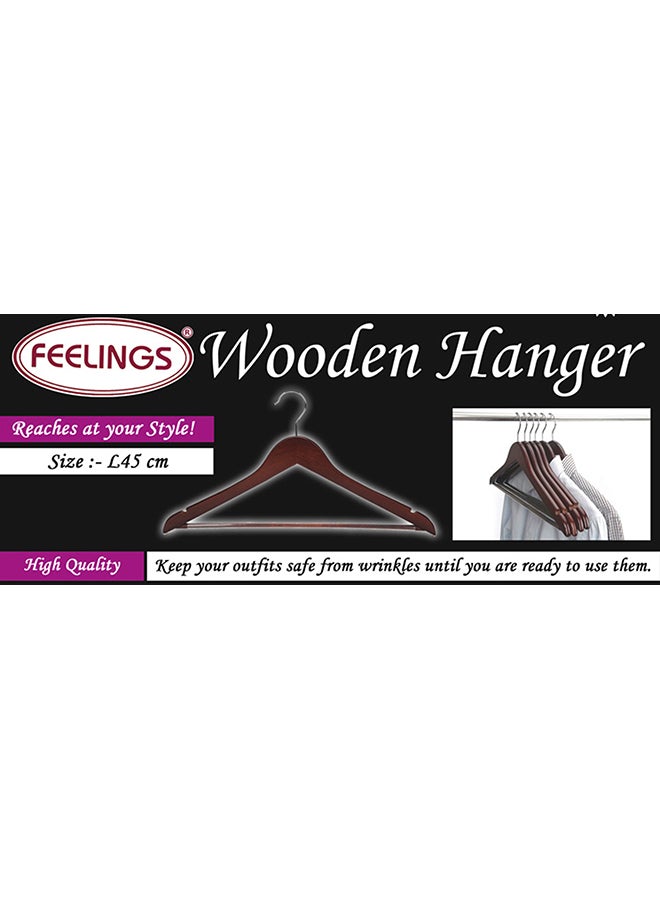 Feelings 6-Piece Wooden Hanger Set Brown/Silver - Image 3