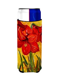 Amaryllis Printed Beverage Insulator Hugger Red/Yellow 4x0.2x6.5inch