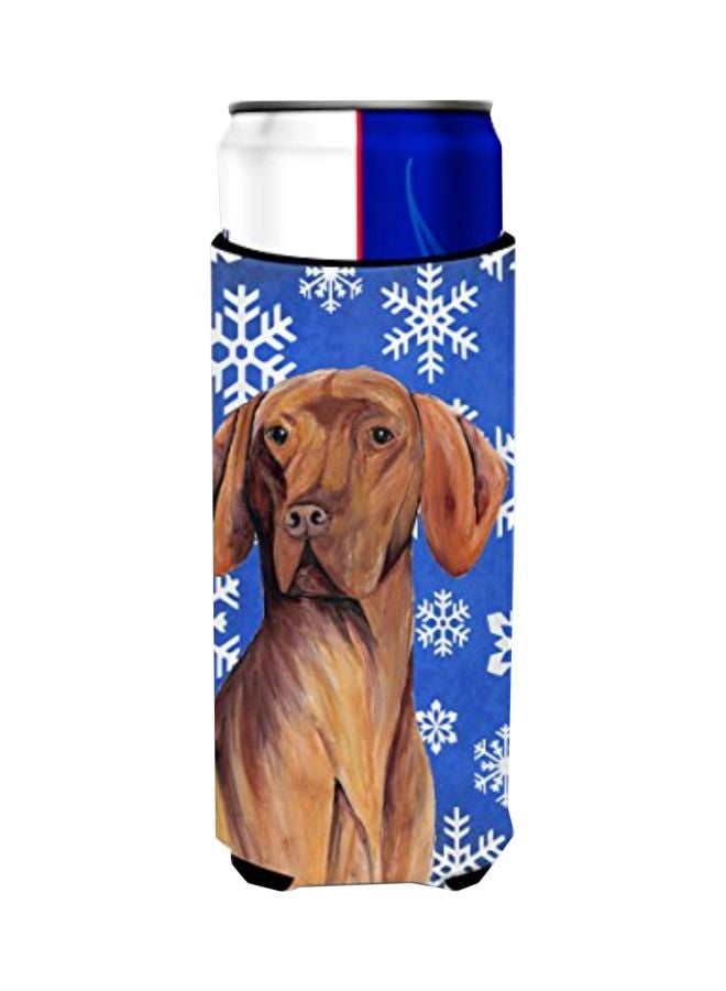 Vizsla Winter Snowflakes Holiday Printed Beverage Hugger Brown/Blue 4x0.2x6.5inch