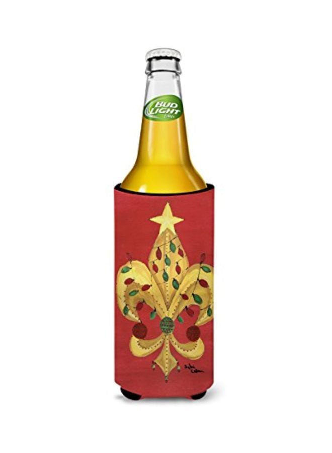 Caroline's Treasures - Tree With Lights Fleur De Lis Printed Insulated Beverage Cover Red/Yellow/Green 4x0.2x6.5inch - Image 1