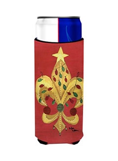 Tree With Lights Fleur De Lis Printed Insulated Beverage Cover Red/Yellow/Green 4x0.2x6.5inch
