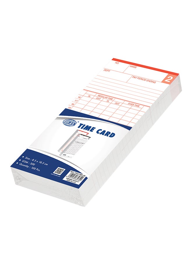 FIS 100-Piece Time Card White/Red - Image 1