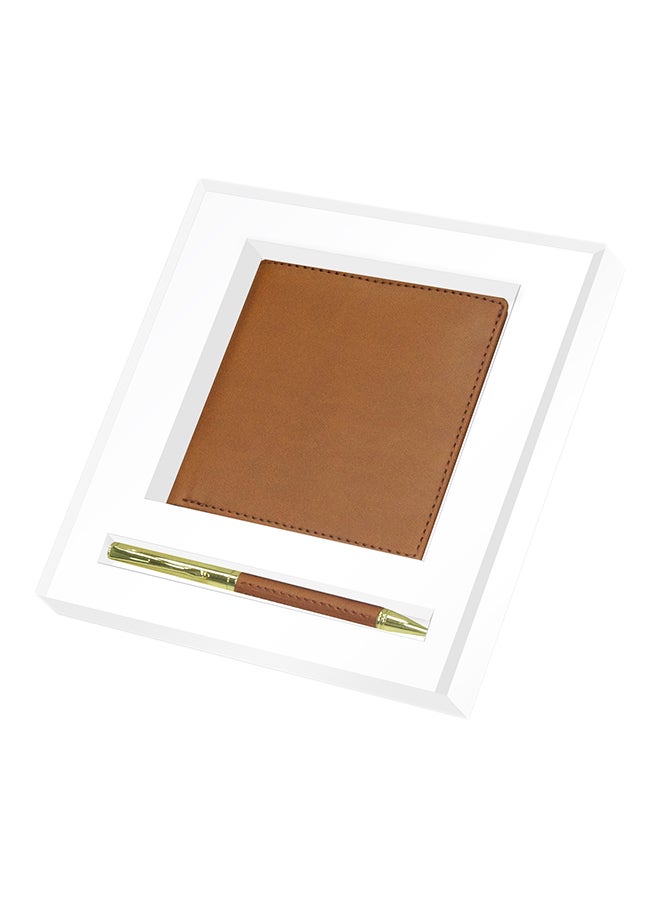 FIS Italian PU Wallet With Pen Brown - Image 1