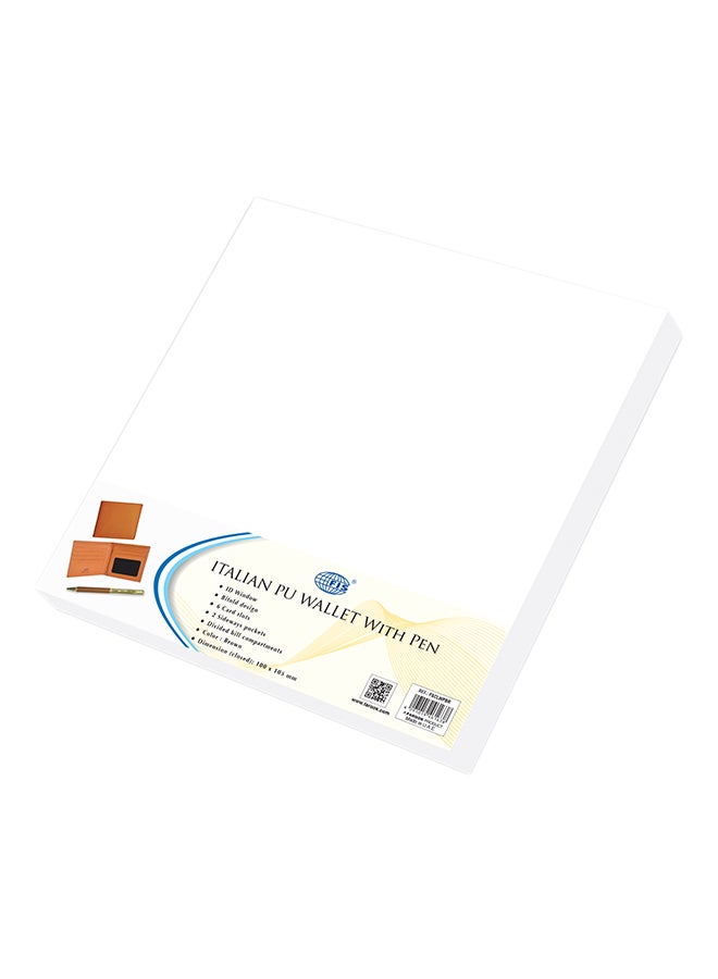 FIS Italian PU Wallet With Pen Brown - Image 2
