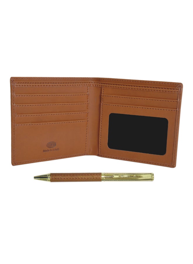 FIS Italian PU Wallet With Pen Brown - Image 3