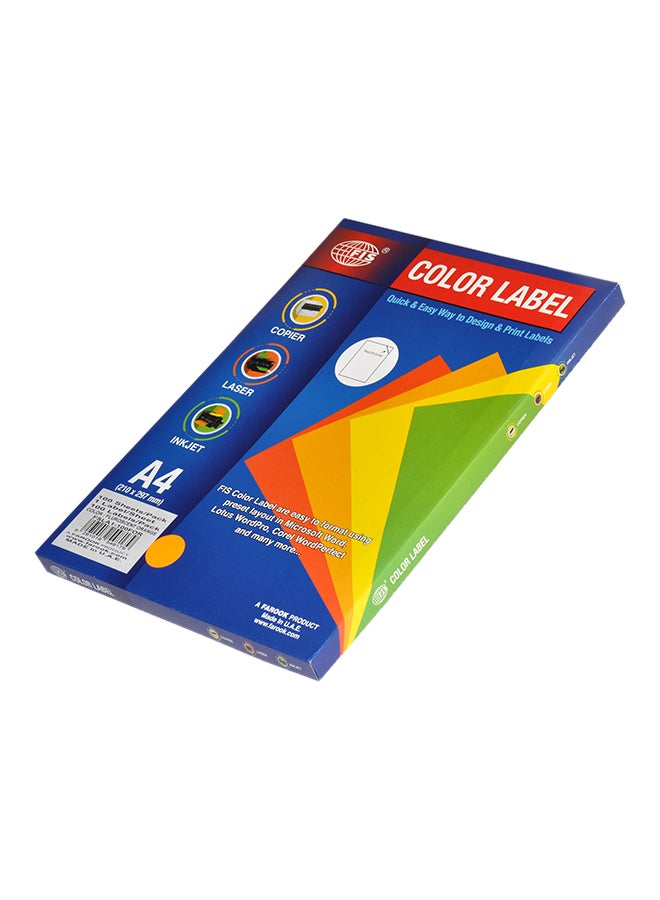 إف اي أس  ملصقات ملونة مقاس A4 مكونة من 100 ورقة برتقالي فلوري - Image 3