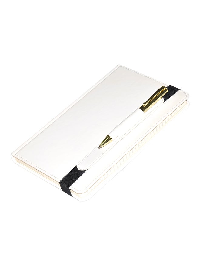 FIS 120-Sheets Executive Single Line Notebook With Pen White  - Image 1