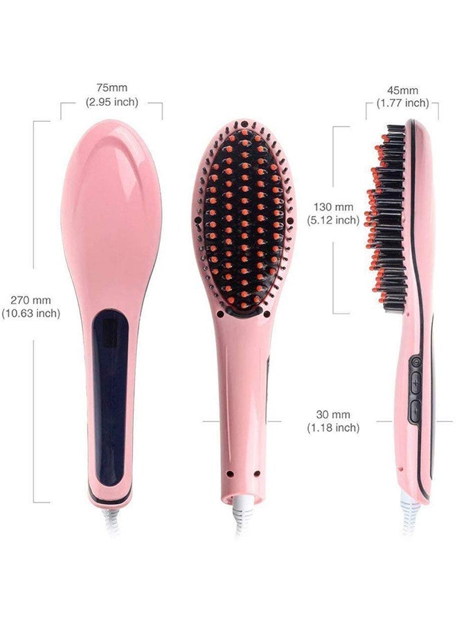 3-In-1 Electric Straightening Comb Brush Pink - Image 2