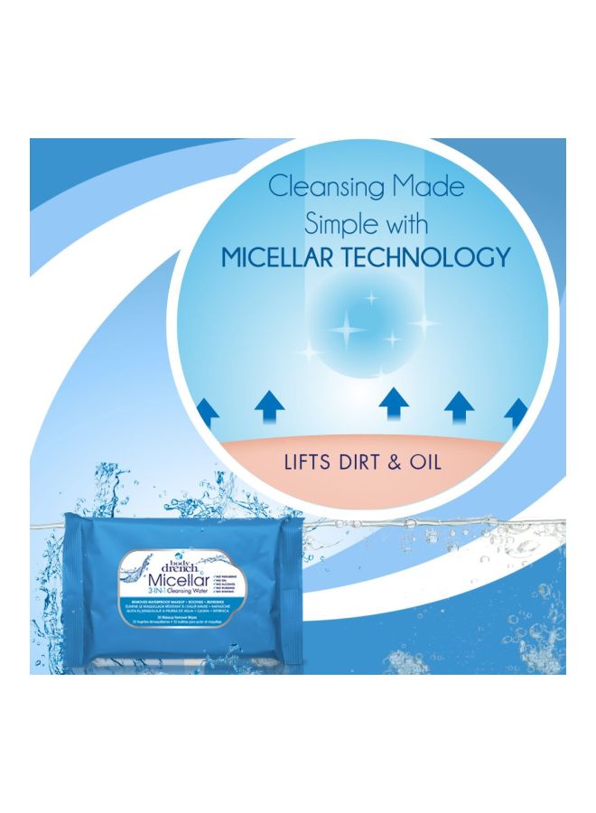 Body Drench Pack Of 6 3-In-1 Makeup Remover Wipes White - Image 2