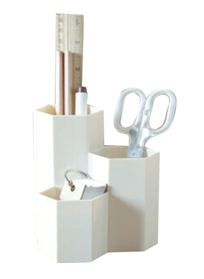 Generic 3-Piece Creative Hexagon Stationery Pen Holder Set Beige 