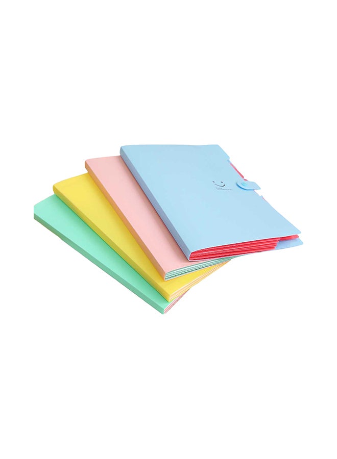 Generic 4-Piece Multilayer Document Folder Set Blue/Pink/Yellow 