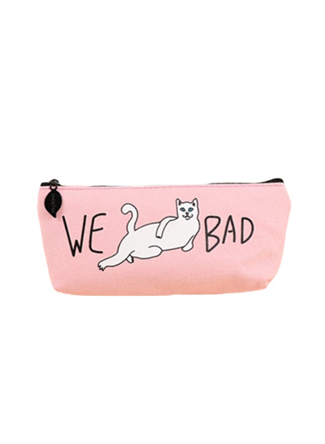 Monster Cat Pattern Pencil Storage Bag Pink