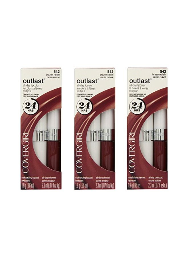 CoverGirl Pack Of 3 Brazen Raisin Outlast All-Day Lipcolor 542 Brazen Raisin