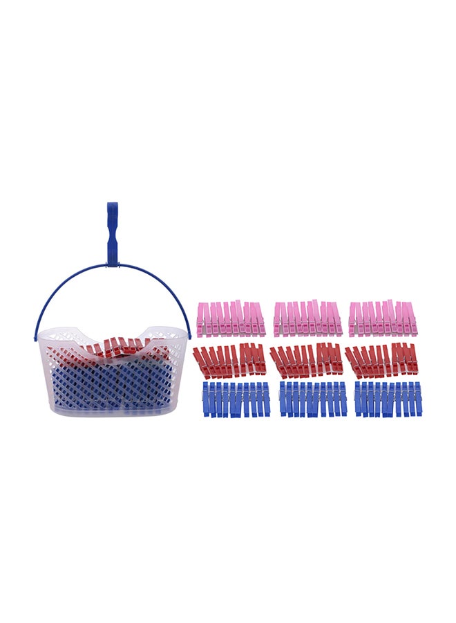 Mondex 91-Piece Cloth Clips With Basket Clear/Blue/Red Medium - Image 1