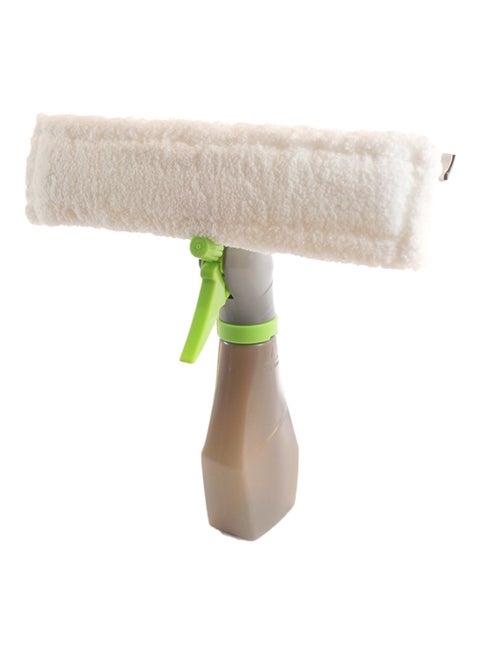 3-In-1 Plastic Glass Cleaner Wiper With Sprayer Beige/Green