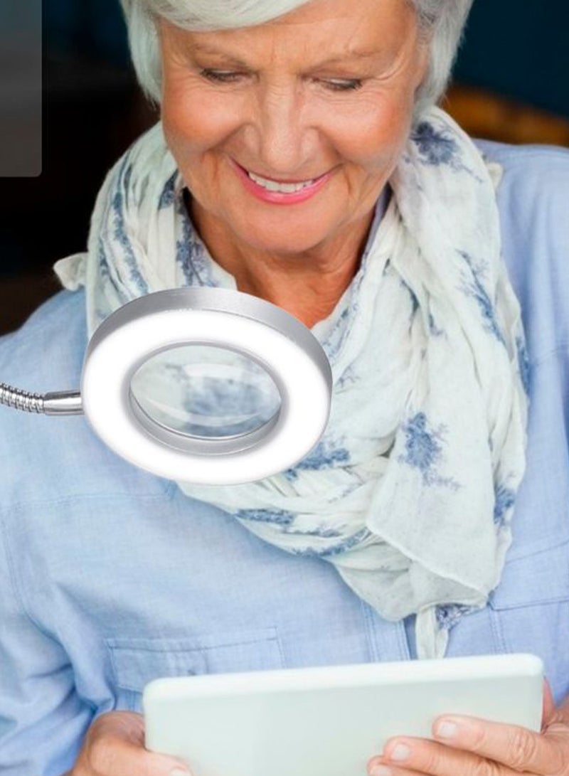 Clip-On Magnifying Glass Desk Lamp Silver/White - Image 2