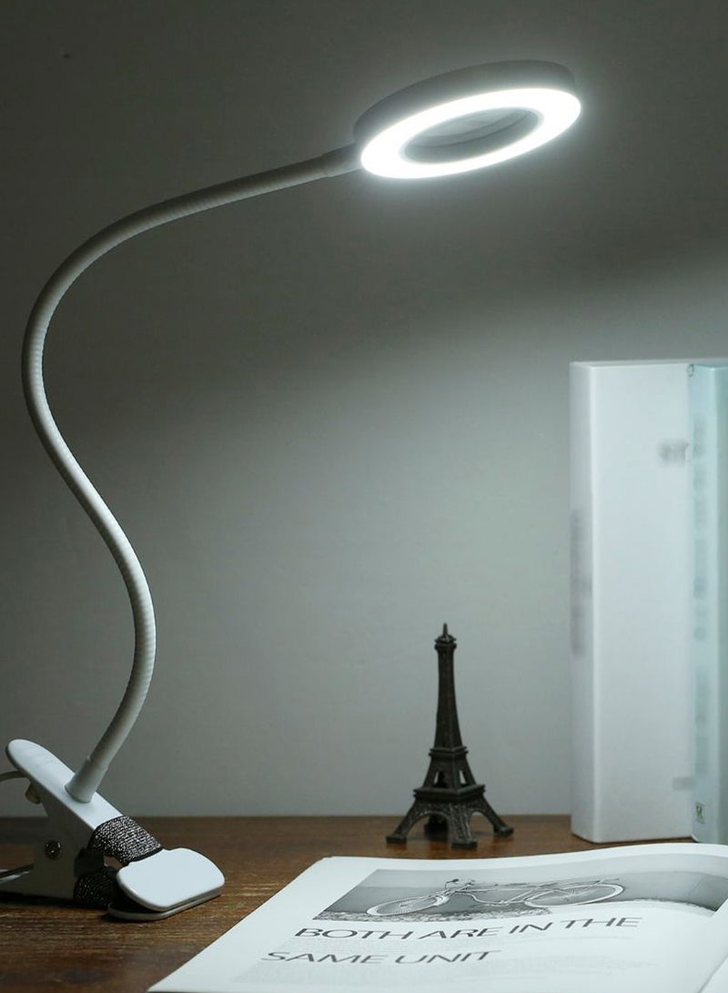 Clip-On Magnifying Glass Desk Lamp White - Image 2