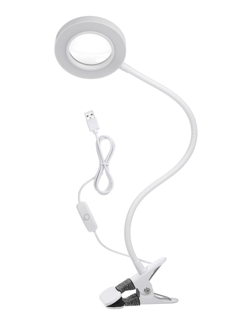 Clip-On Magnifying Glass Desk Lamp White - Image 1