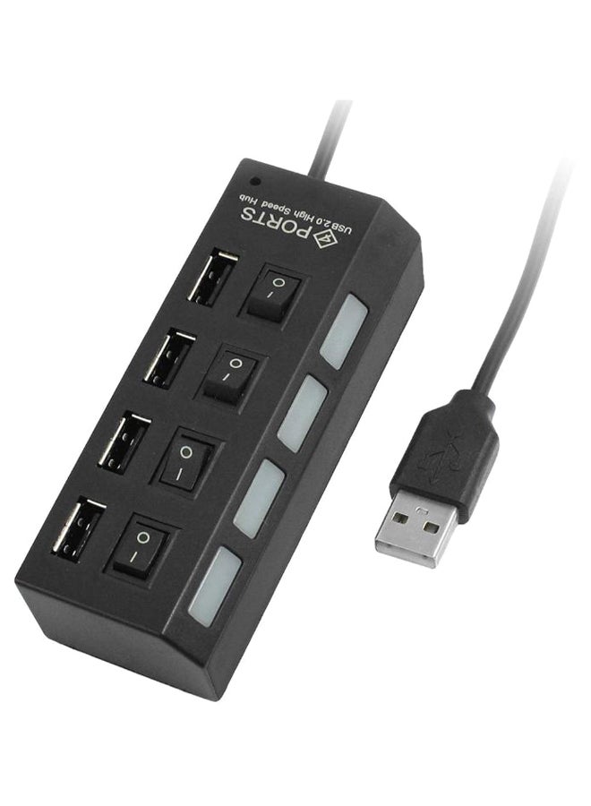 4-Port High Speed USB Hub Black