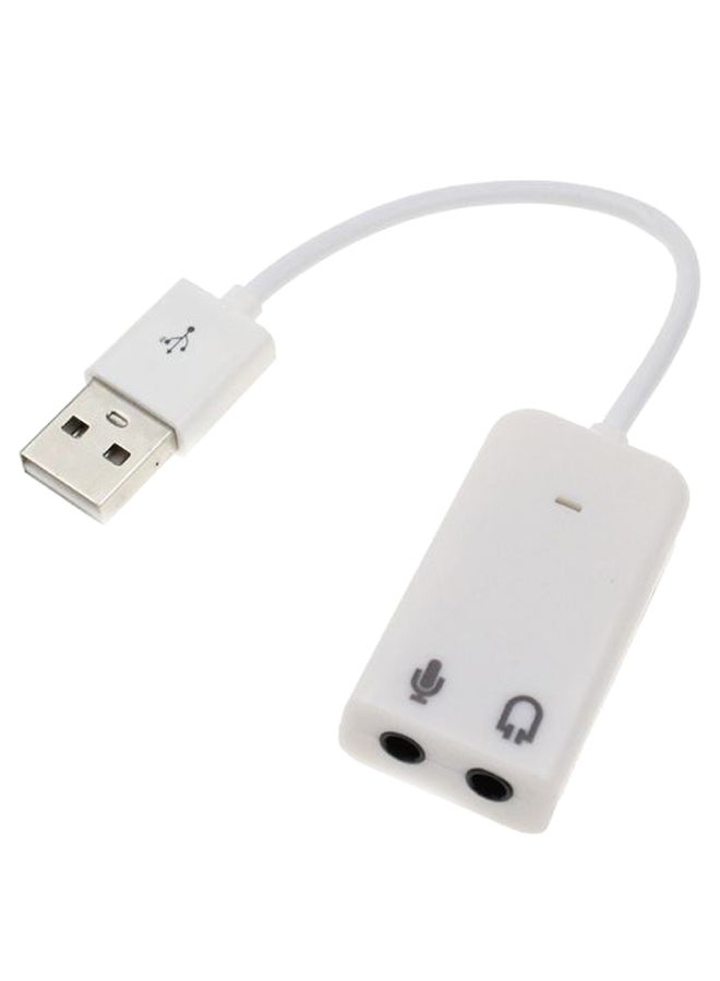 USB 2.0 Audio Headset Microphone Jack Converter White  - Image 1