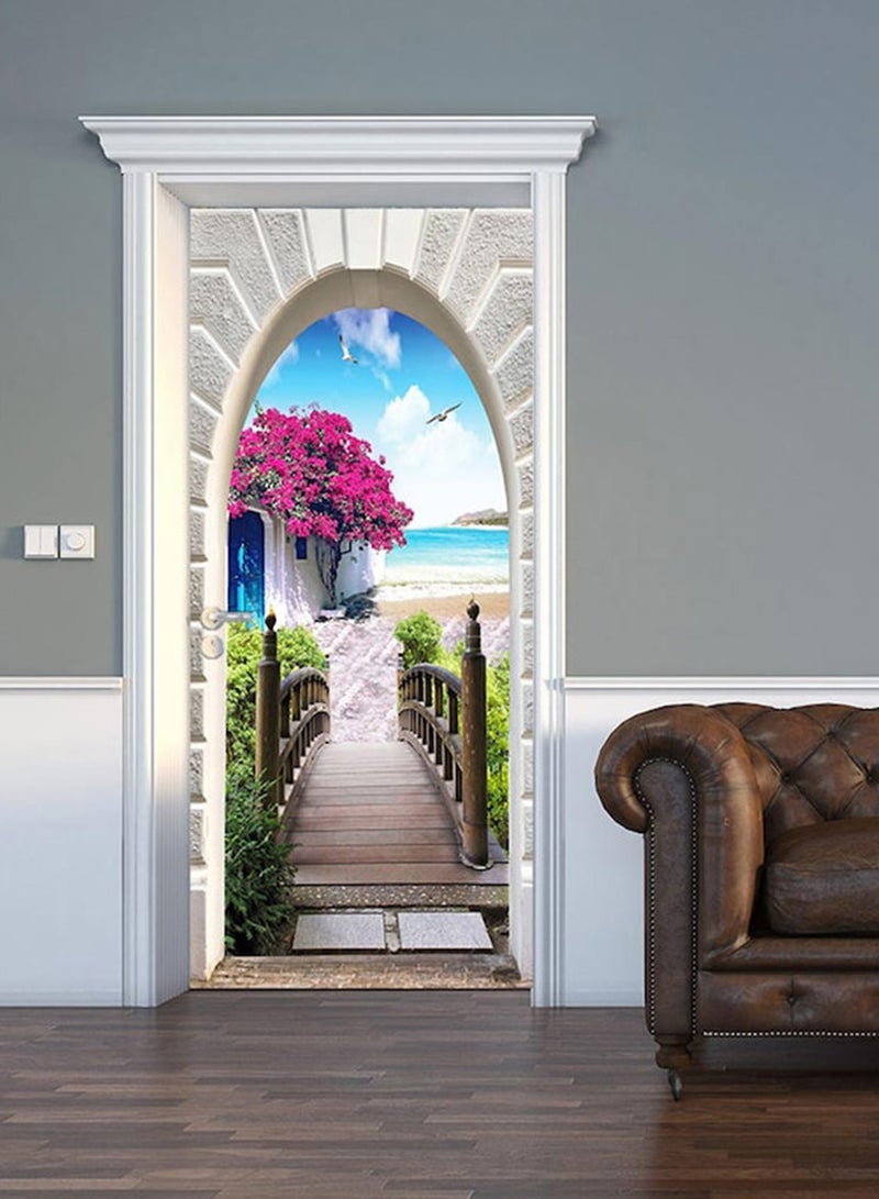 Beauenty Set Of 2 Pieces 3D Self-Adhesive Door Stickers Multicolour 38.5x200x2cm - Image 1