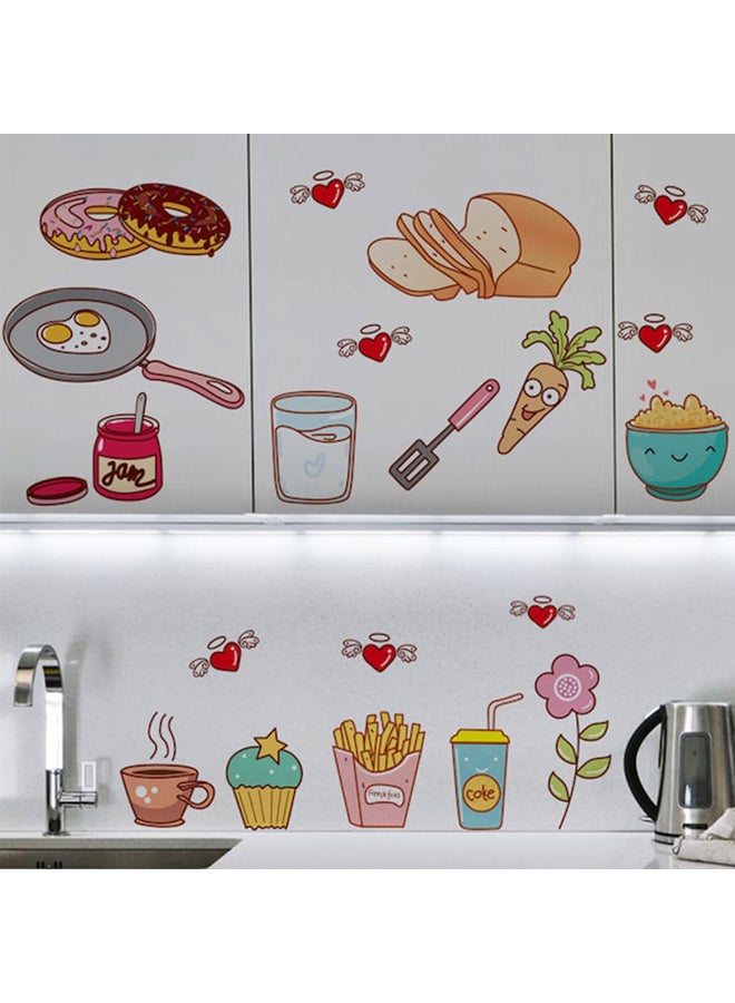 Beauenty DIY Cartoon Cookware Food Wall Sticker Multicolour 40 x 30cm - Image 2